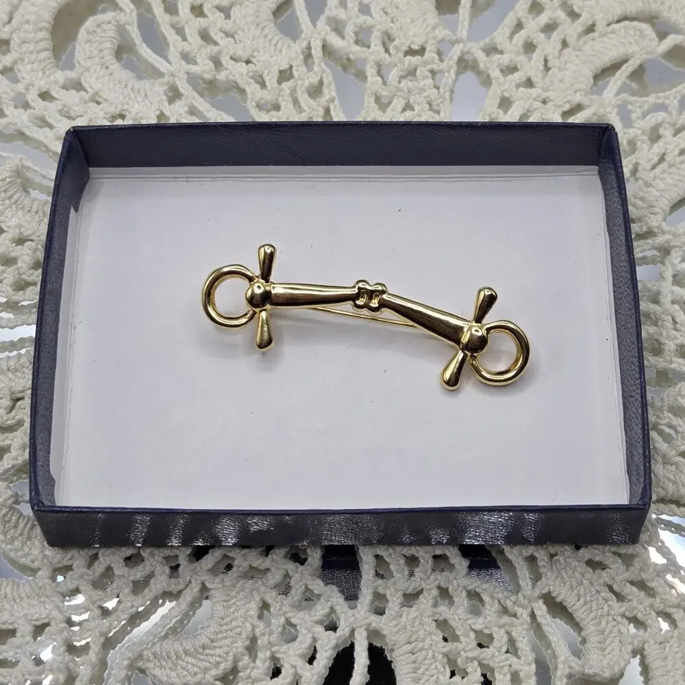 Equestrian Jewelry Vintage Stock Pin Full Cheek Snaffle Original Box